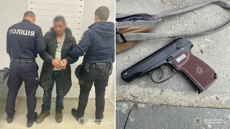 Az ungvári színházra lövöldözött egy férfi, a rendőrség rövid idő alatt elfogta. Fotó: Ukrán Nemzeti Rendőrség