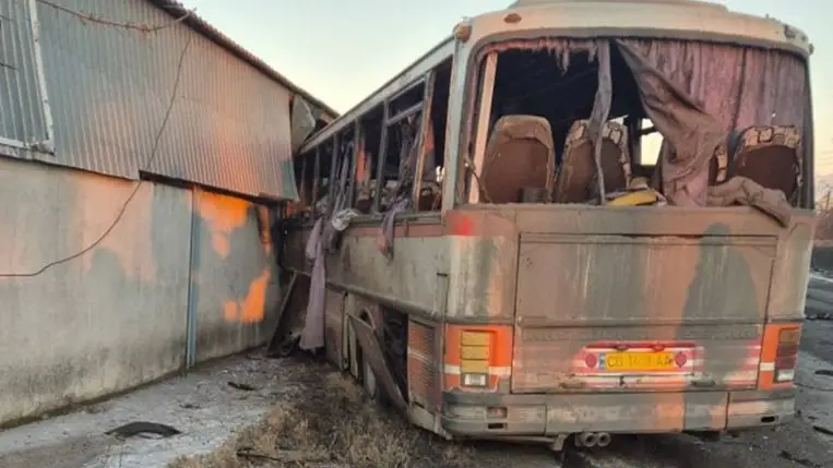 Orosz dróntámadás ért egy munkásokat szállító buszt Pavlohrad közelében, legalább 12-en meghaltak. Fotó: Internet