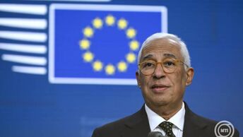António Costa, az Európai Tanács elnöke az EU-tagországok állam- és kormányfőinek brüsszeli csúcstalálkozója után tartott nemzetközi sajtótájékoztatón 2024. december 19-én. MTI/Purger Tamás