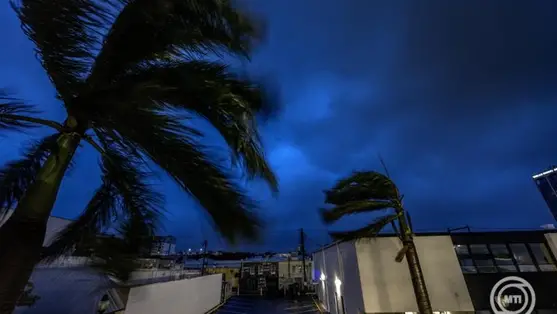  A közelgő Milton hurrikán előszele a floridai Sarasotában 2024. október 9-én. A forgószél miatt a kormányzó az állam történetének legnagyobb, több mint egymillió embert érintő kötelező kitelepítését rendelte el Florida partvidékén. MTI/EPA/Cristobal Herrera Ulashkevich