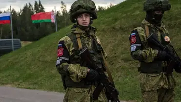 Orosz katonai rendfenntartók a nyolc évvel ezelőtti Zapad 2017 gyakorlat idején, Fehéroroszországban (Fotó: Getty Images)