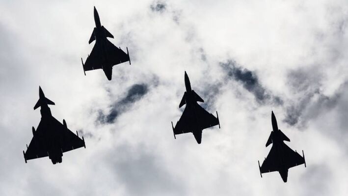 Egy 120 vadászgépből álló, európai légiflottával védenék Ukrajnát.  Illusztráció. (Fotó: MTI/EPA/Brit védelmi minisztérium/Robert Bourne)